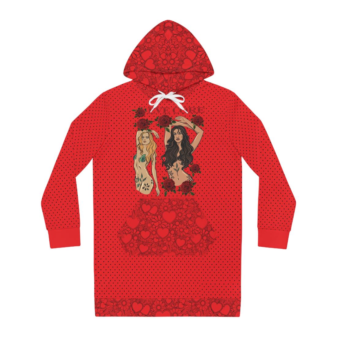 Red Eve Core Hoodie Dress (AOP)