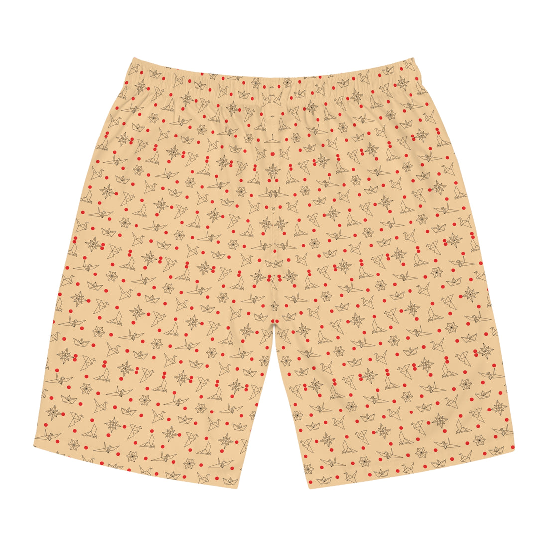 Pale Pink Origami Men's Board Shorts (AOP)