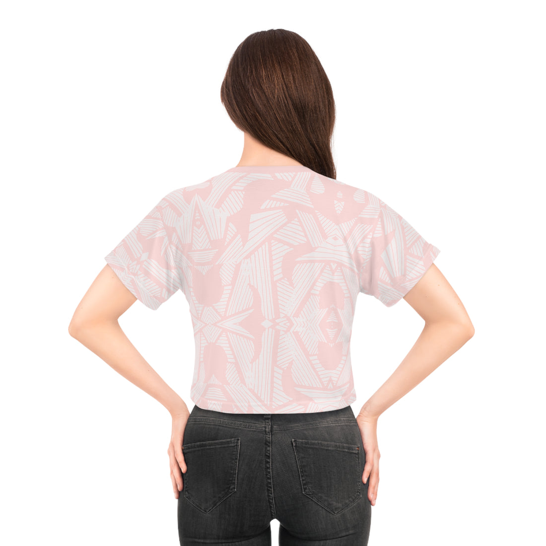 Pale Pink Girls Of Summer AOP Crop Tee