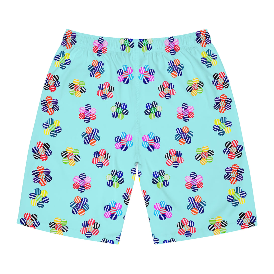 Icy Blue Geo Candy Floral Men's Board Shorts (AOP)