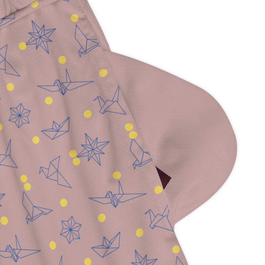 Taupe Origami Basketball Rib Shorts (AOP)