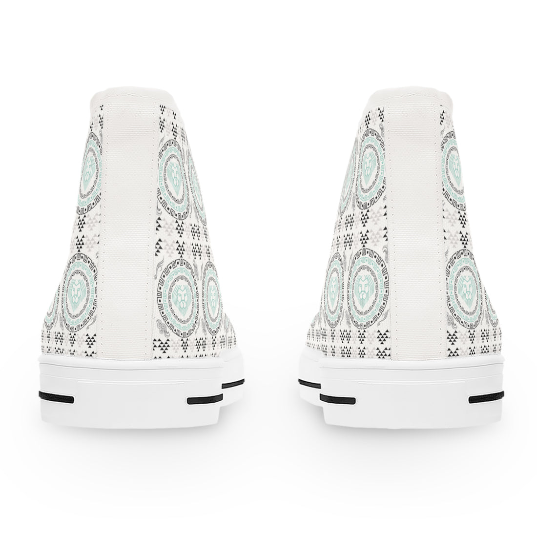 White Geo Lion Head Women's High Top Sneakers