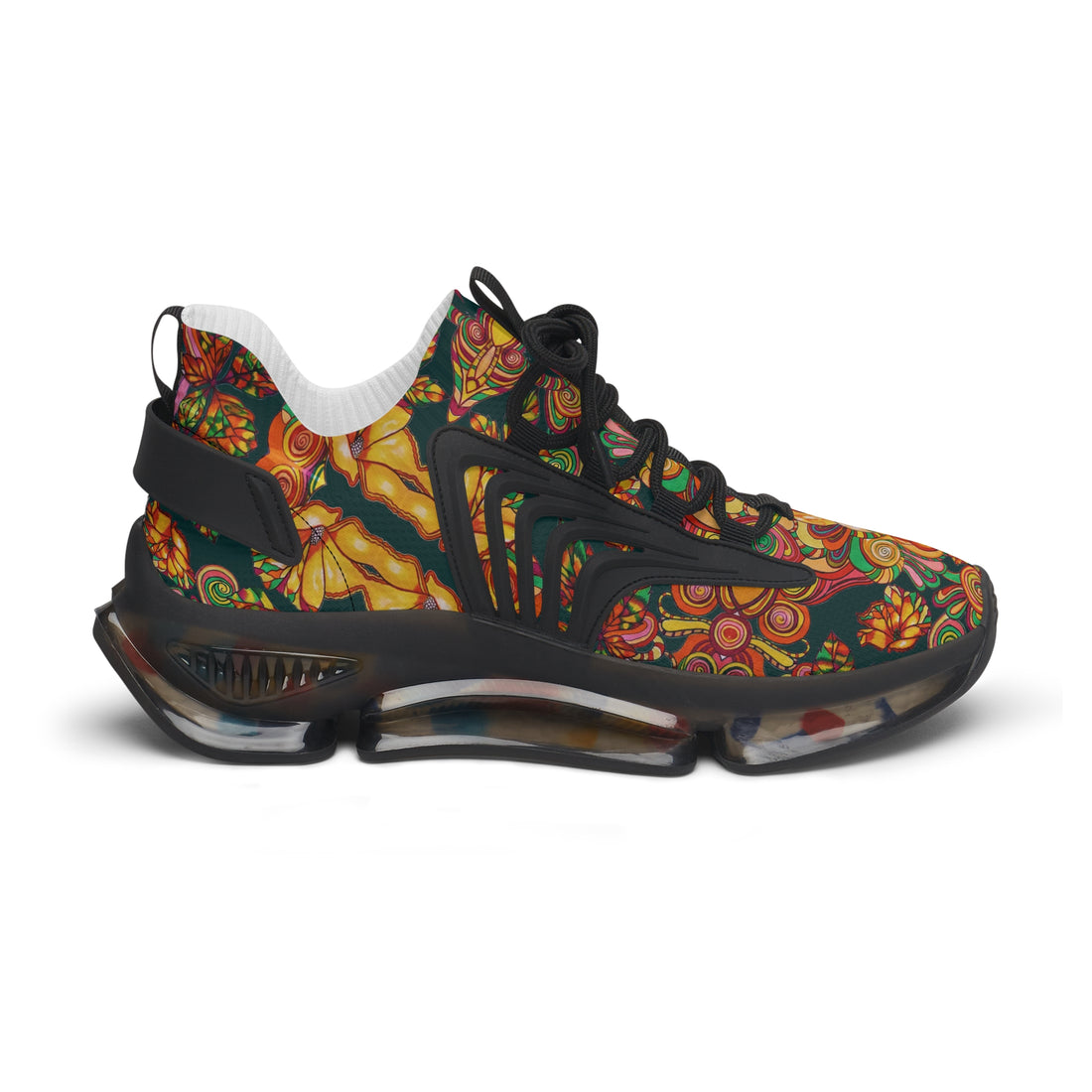 Bottle Green Artsy Floral OTT Women's Mesh Knit Sneakers
