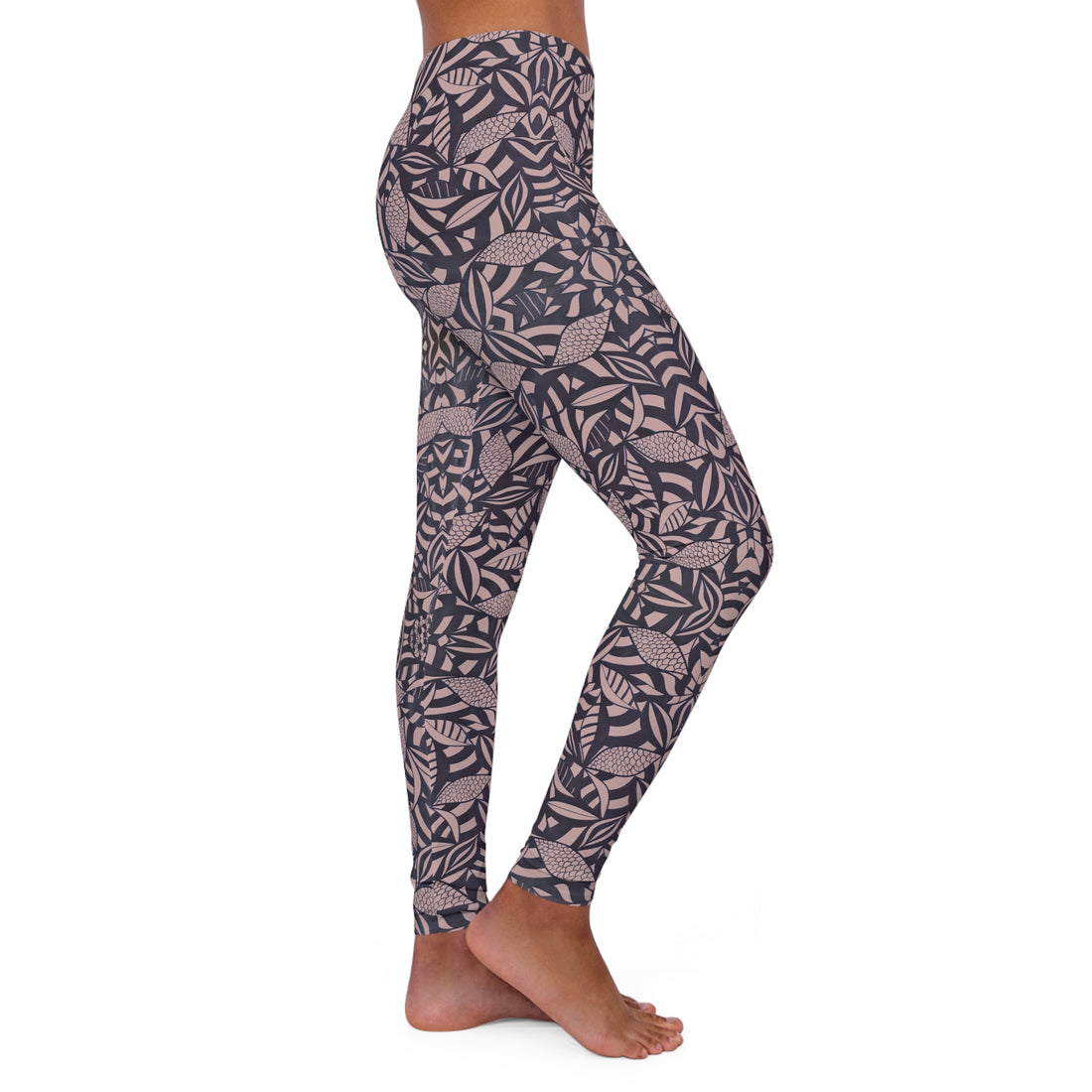 Taupe Tropical Minimalist Spandex Leggings