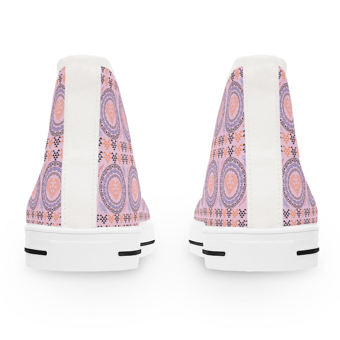 Lilac Geo Lion Head Women's High Top Sneakers