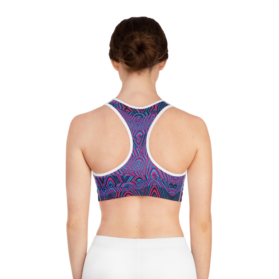 Hot Pink Sonic (AOP) Racerback Sports Bra