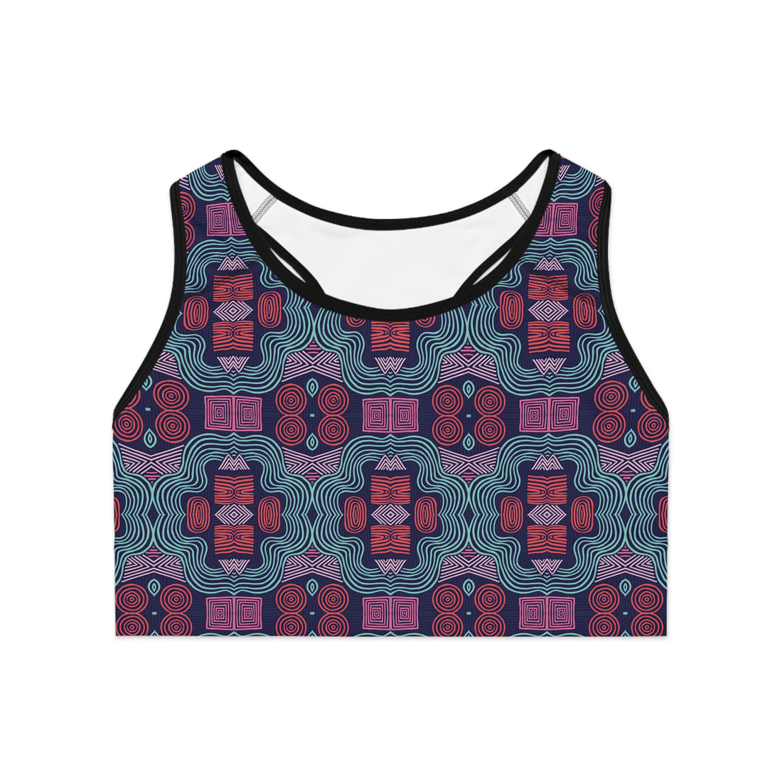 Ink Geometric Print (AOP) Racerback Sports Bra