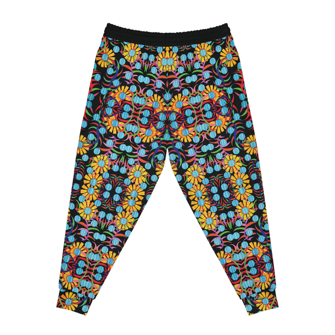 Black AOP Sunflower Print Joggers