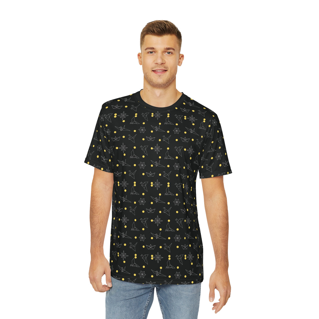 Black Origami Men's Polyester Tee (AOP)