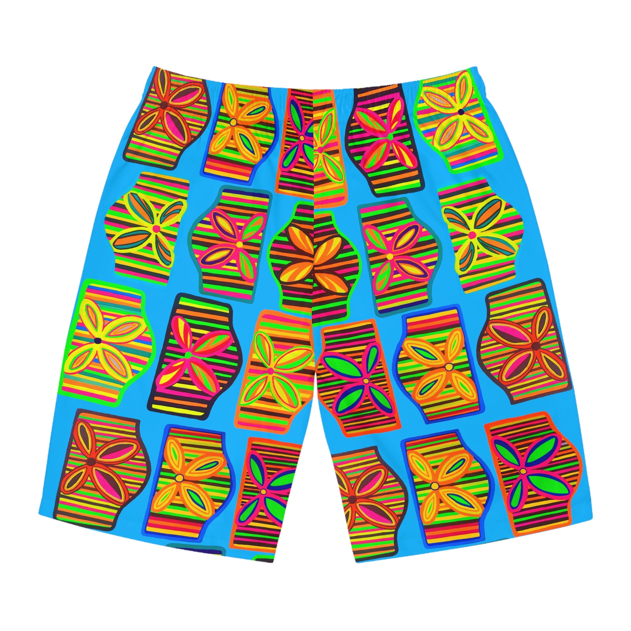Aqua Deco Print Men's Board Shorts (AOP)