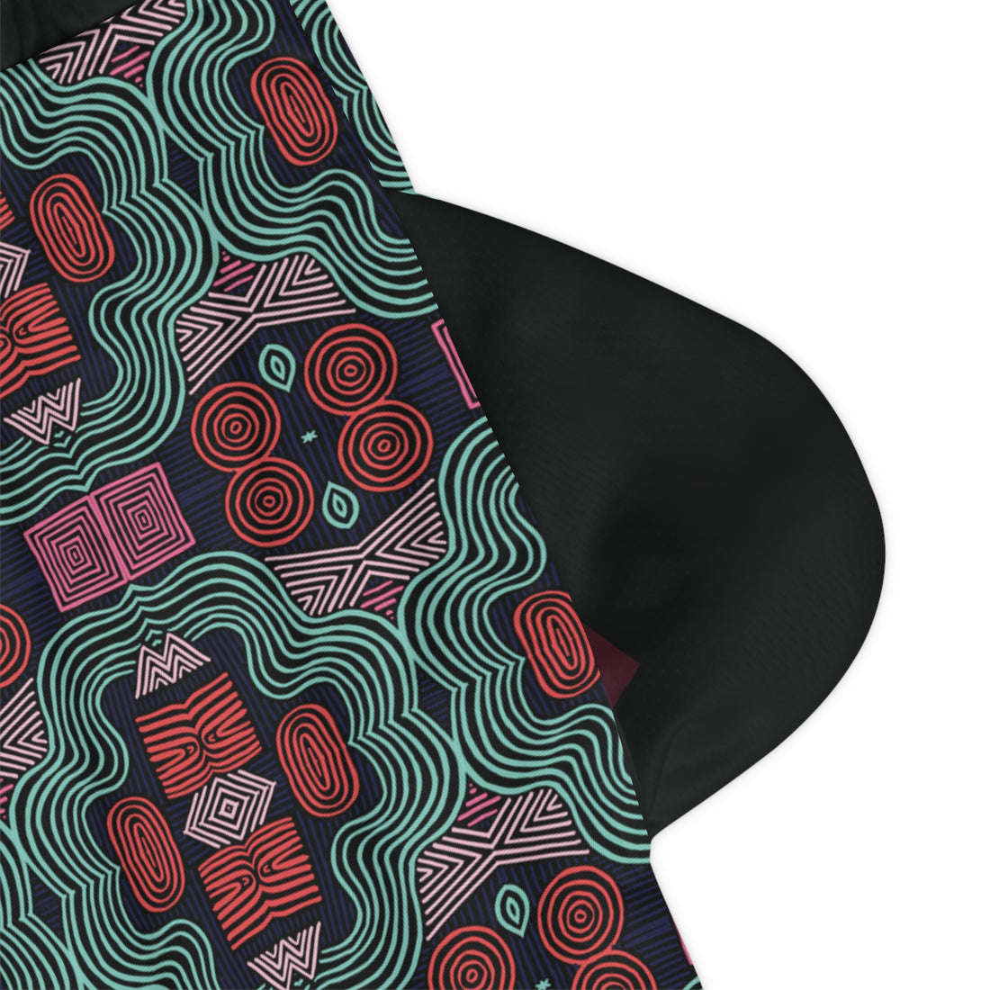 Black Geometric Print Basketball Rib Shorts (AOP)