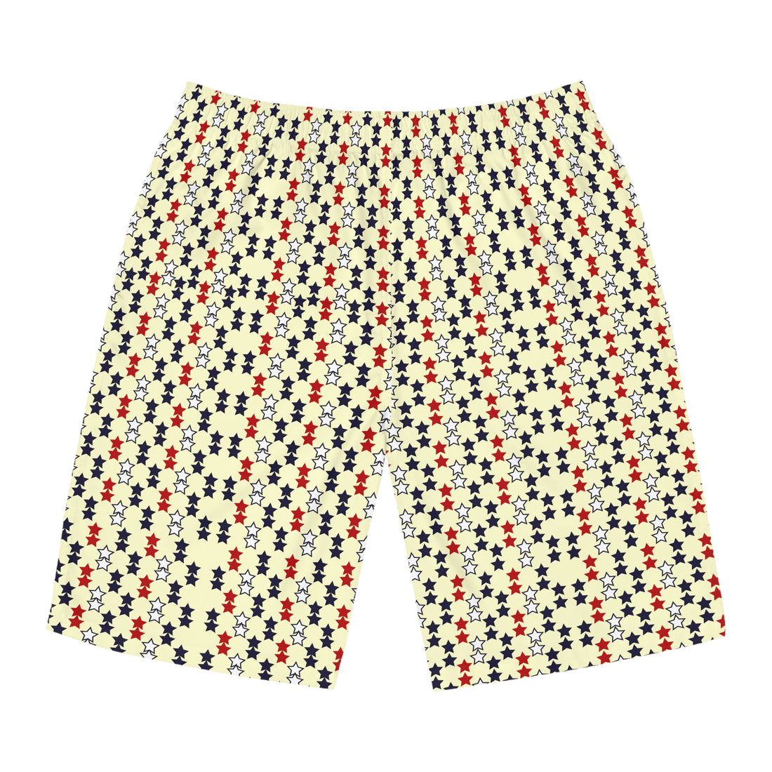 Cream Star Print Men's Board Shorts (AOP)