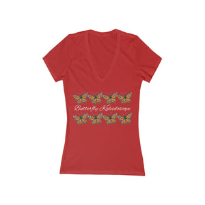 Women's Jersey Butterfly Kaleidoscope V-Neck Tee