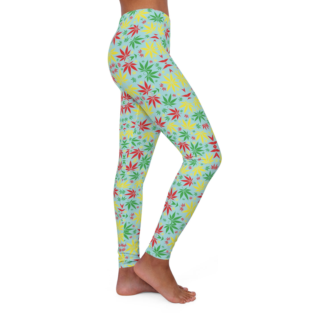 Icy Blue Tropical Rasta Toned Spandex Leggings