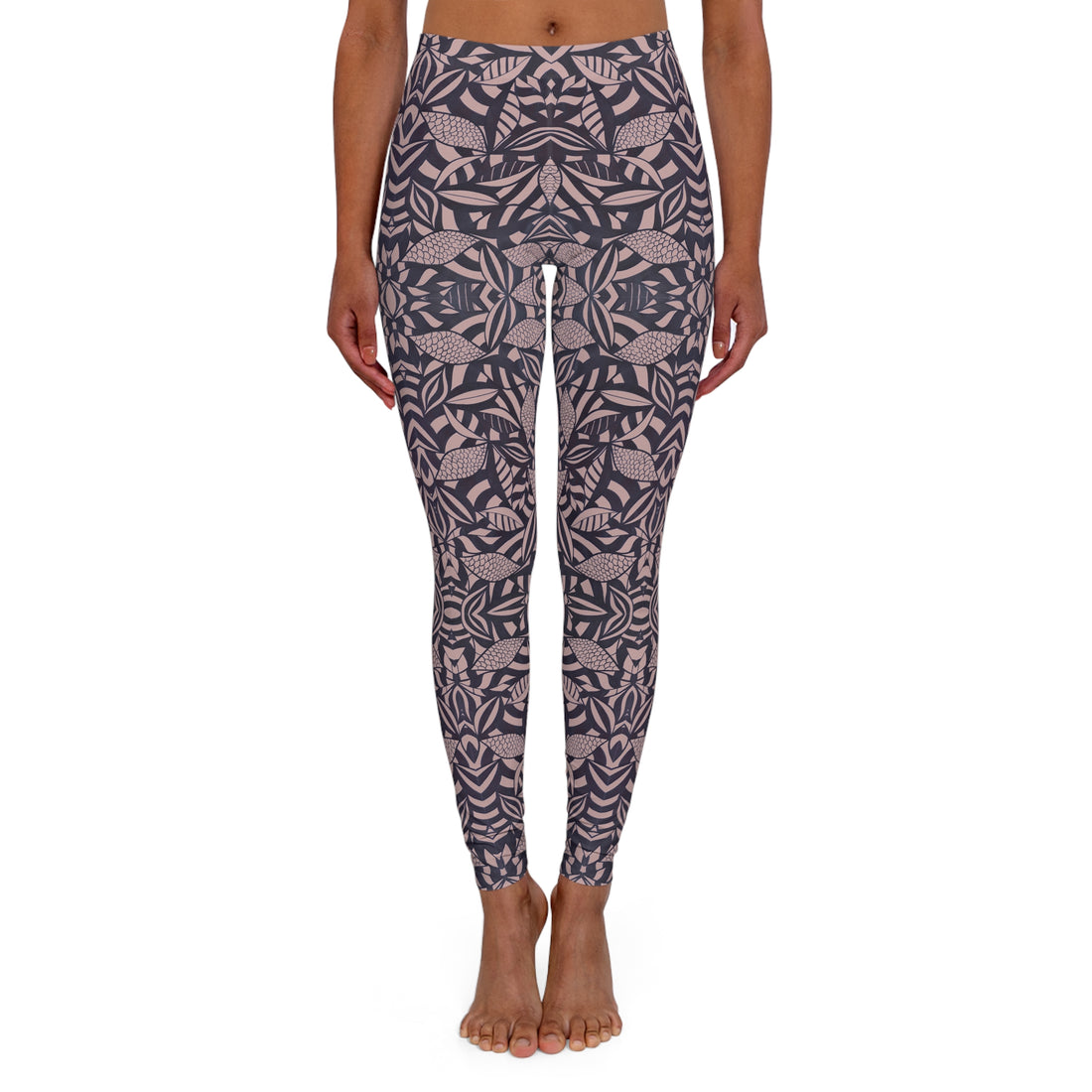 Taupe Tropical Minimalist Spandex Leggings