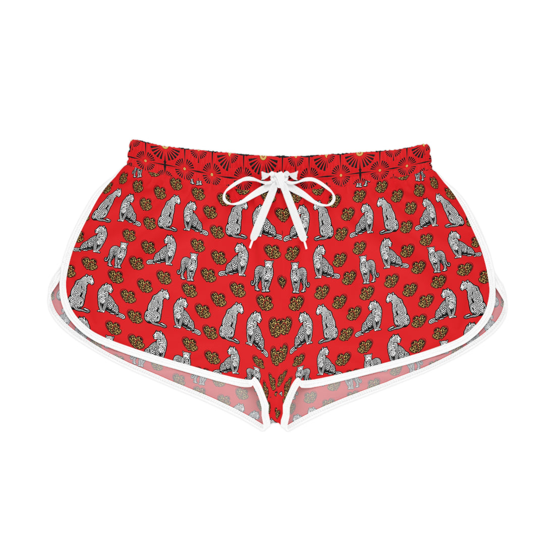 Red Cheetah Hearts Relaxed Shorts