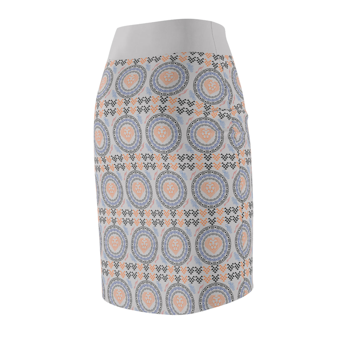 Slate Geo Lion Head Pencil Skirt