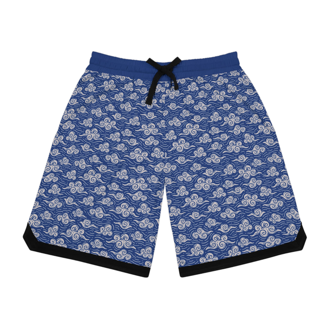 Blue Oriental Clouds Basketball Rib Shorts (AOP)