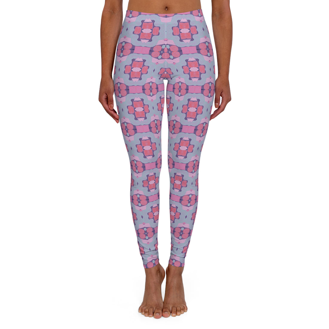 Lilac Geometric Print Spandex Leggings