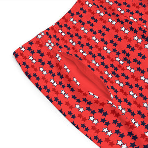 vermillion star print board shorts for men