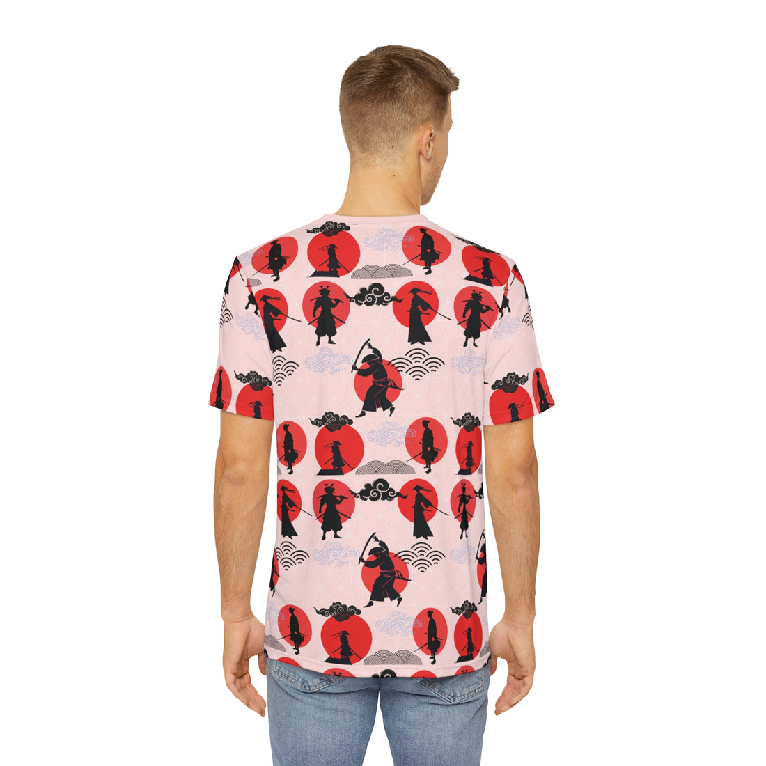 Pale Pink Samurai Men's Polyester Tee (AOP)