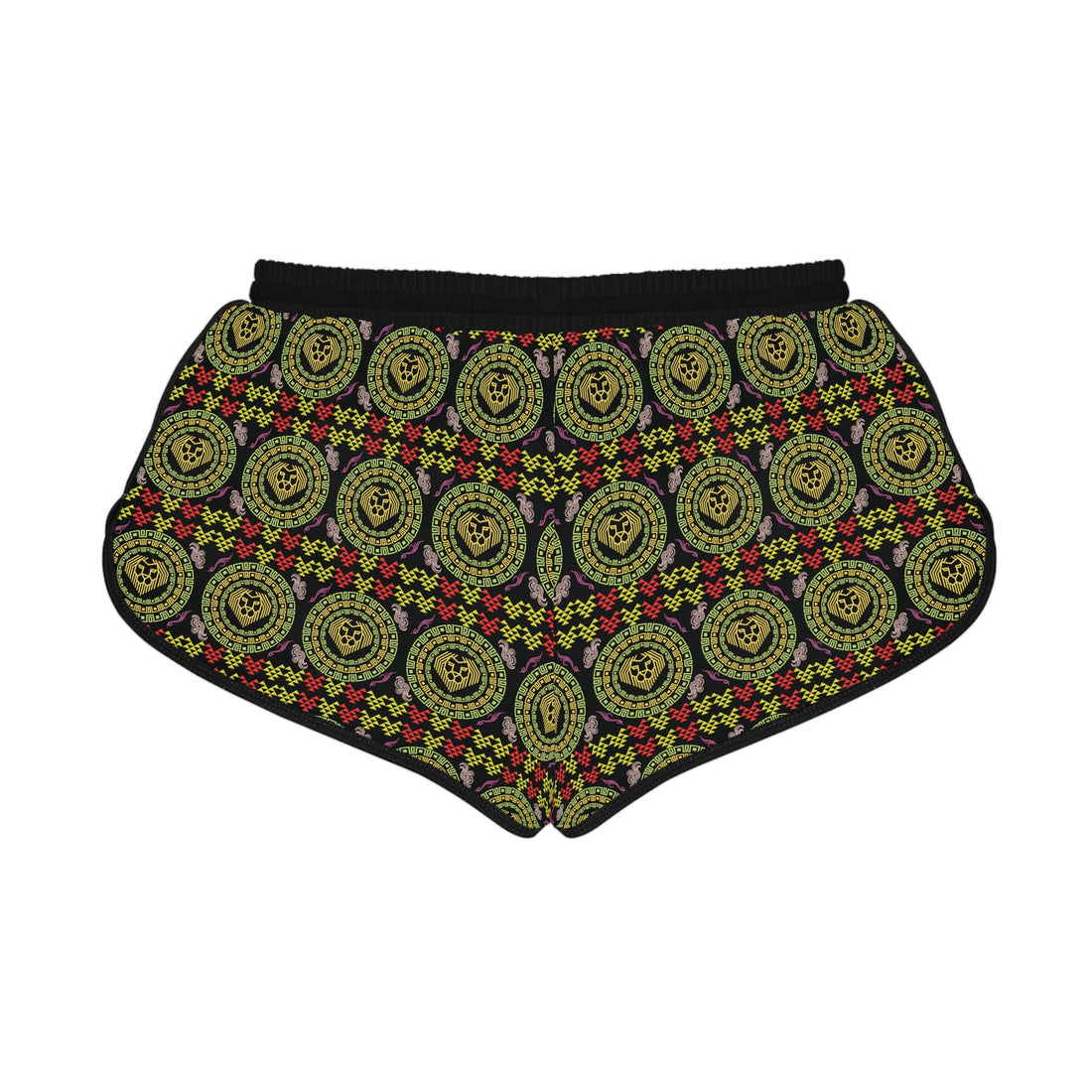 Black Geo Lion Head Relaxed Gym Shorts