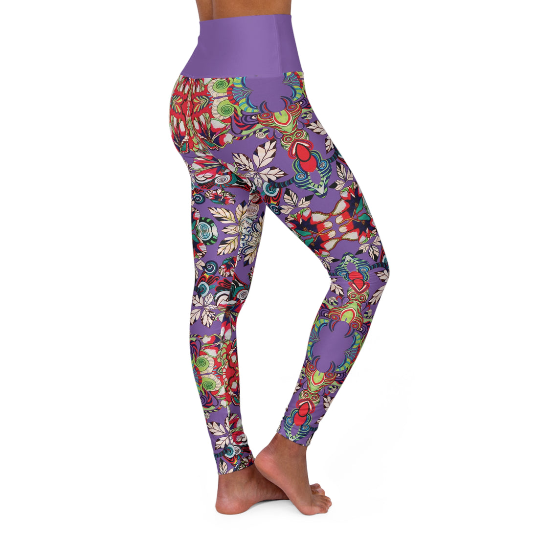 Pearl Purple Graphic Floral Yoga Leggings