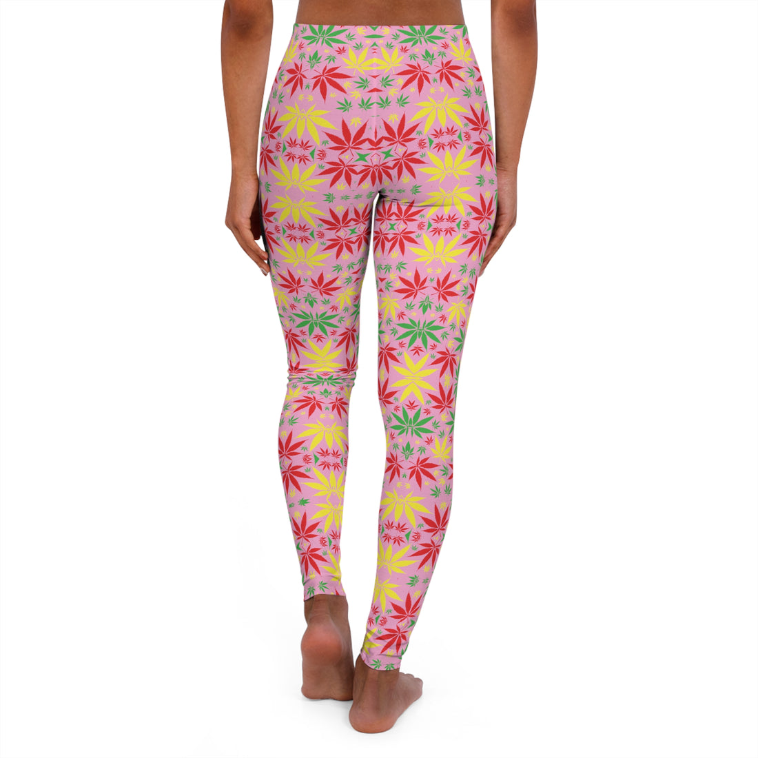 Muted Pink Tropical Rasta Toned Spandex Leggings