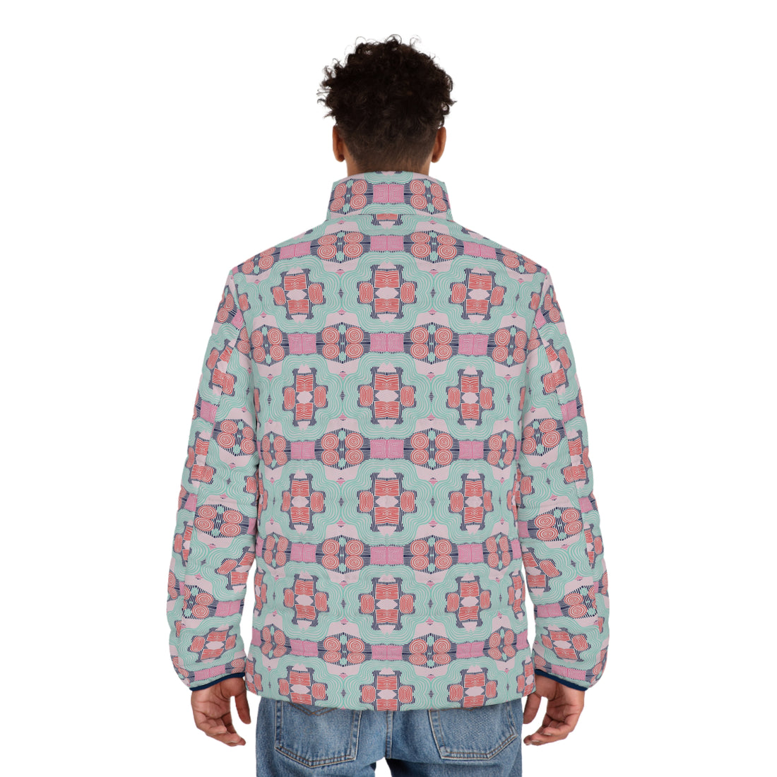 Slate Men's Geometric Print Puffer Jacket