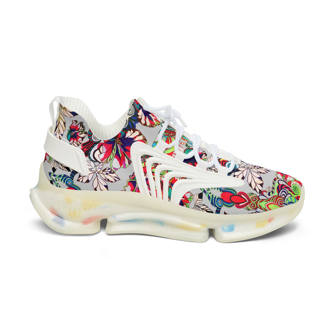 Slate Floral Pop OTT Women's Mesh Knit Sneakers