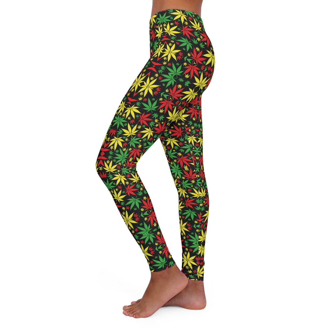 Black Tropical Rasta Toned Spandex Leggings