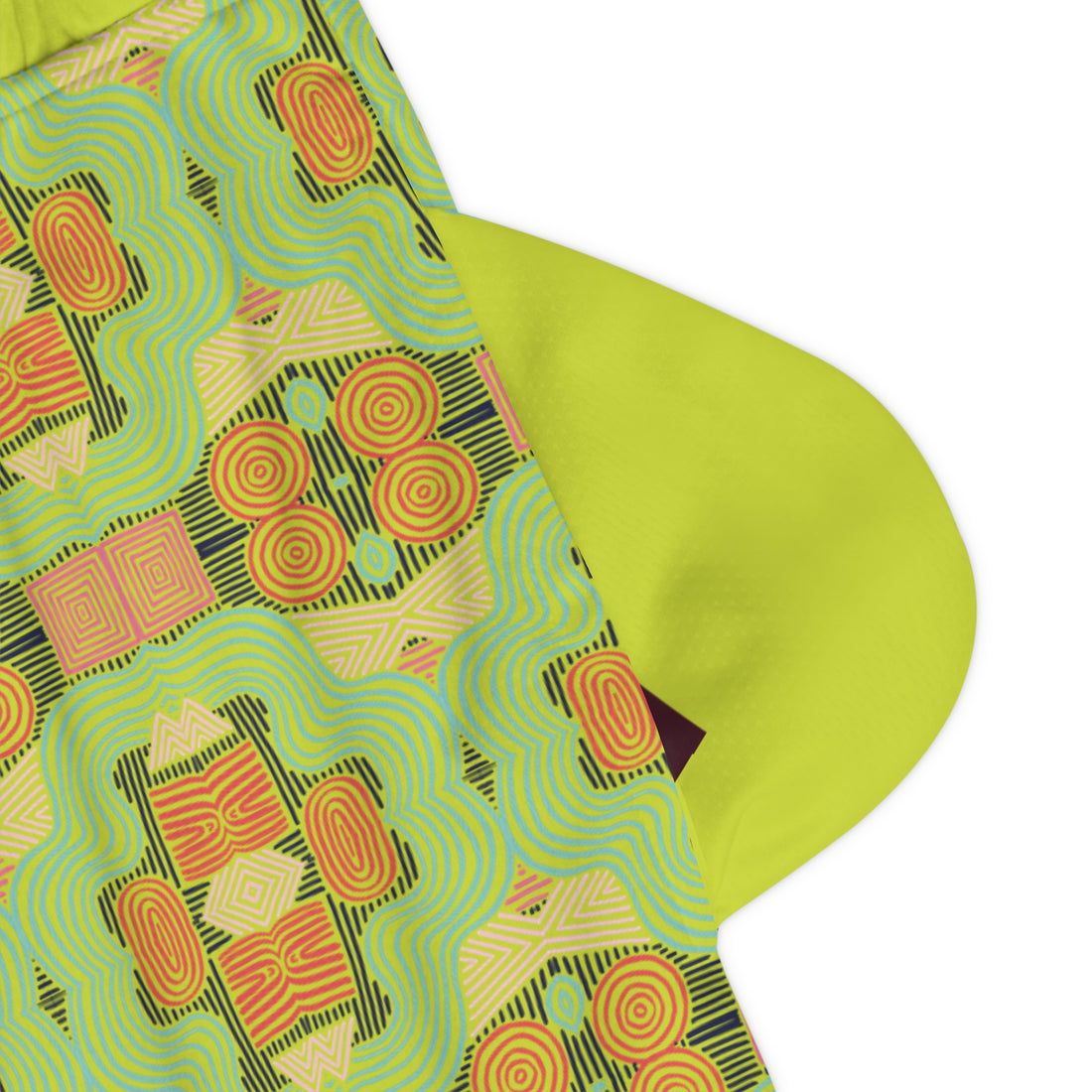 Lime Geometric Print Basketball Rib Shorts (AOP)