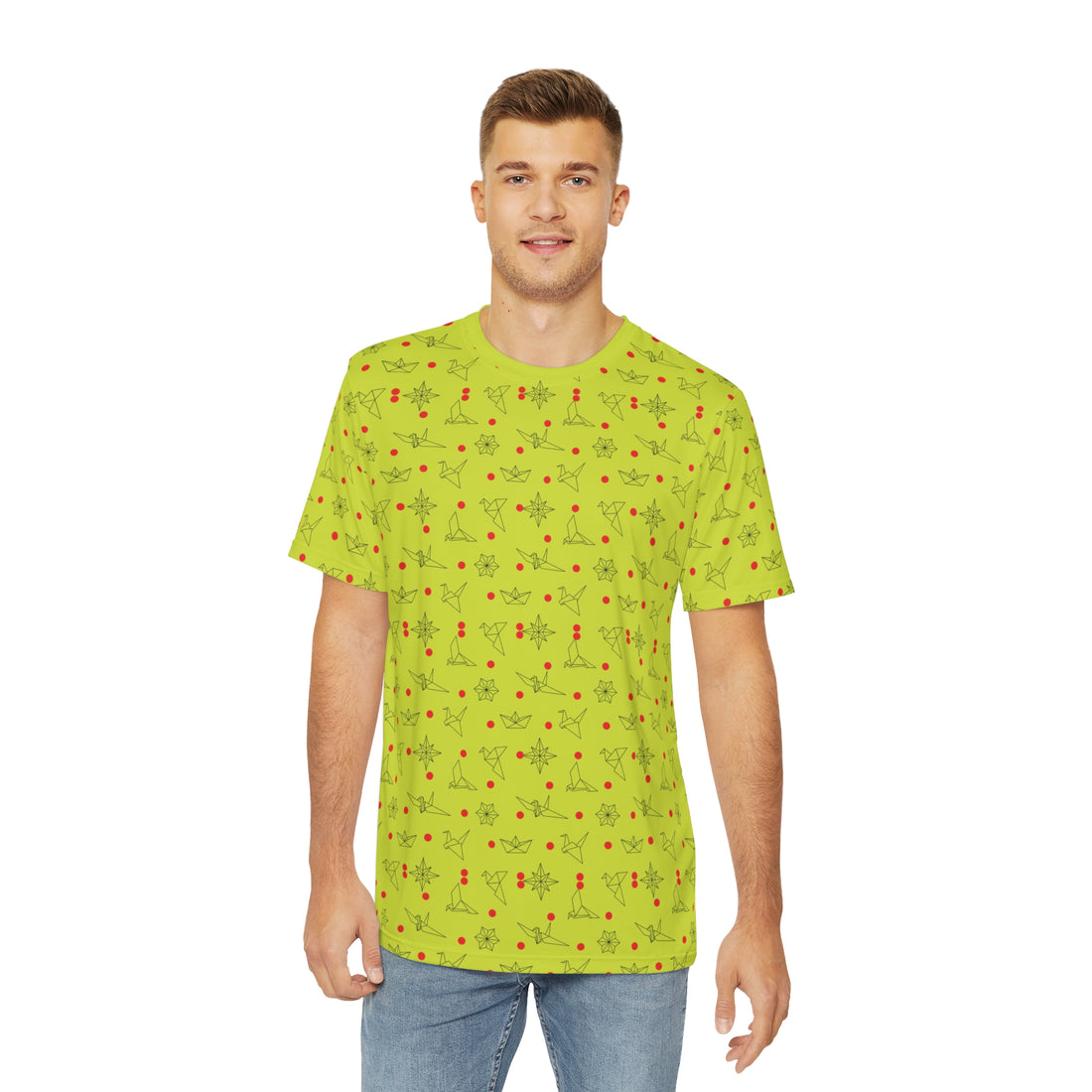 Lime Origami Men's Polyester Tee (AOP)