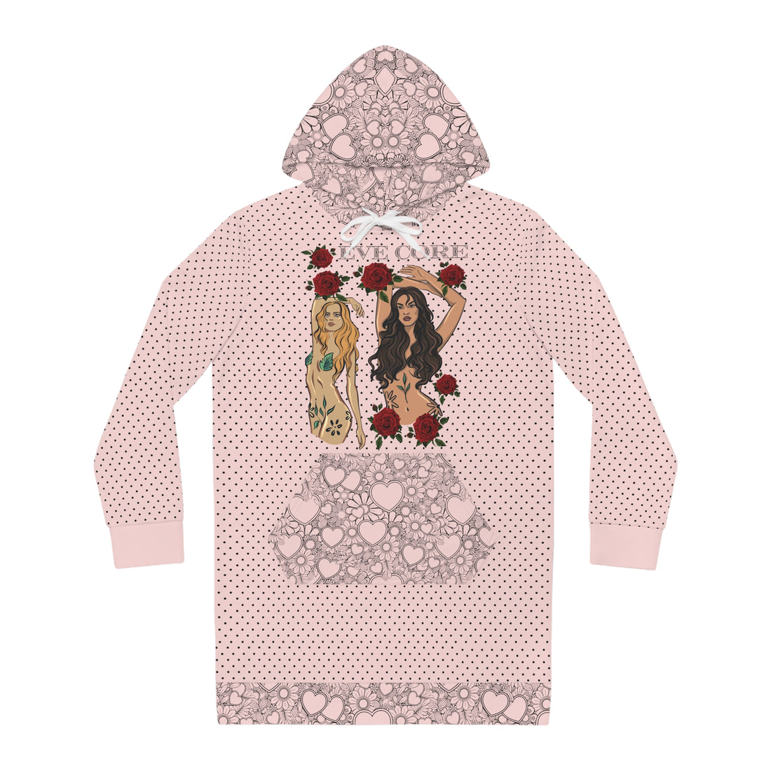 Pale Pink Eve Core Hoodie Dress (AOP)