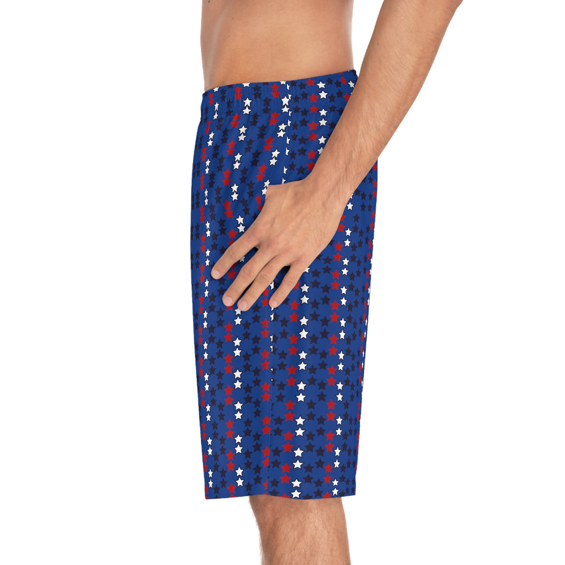 royal blue star print board shorts for men