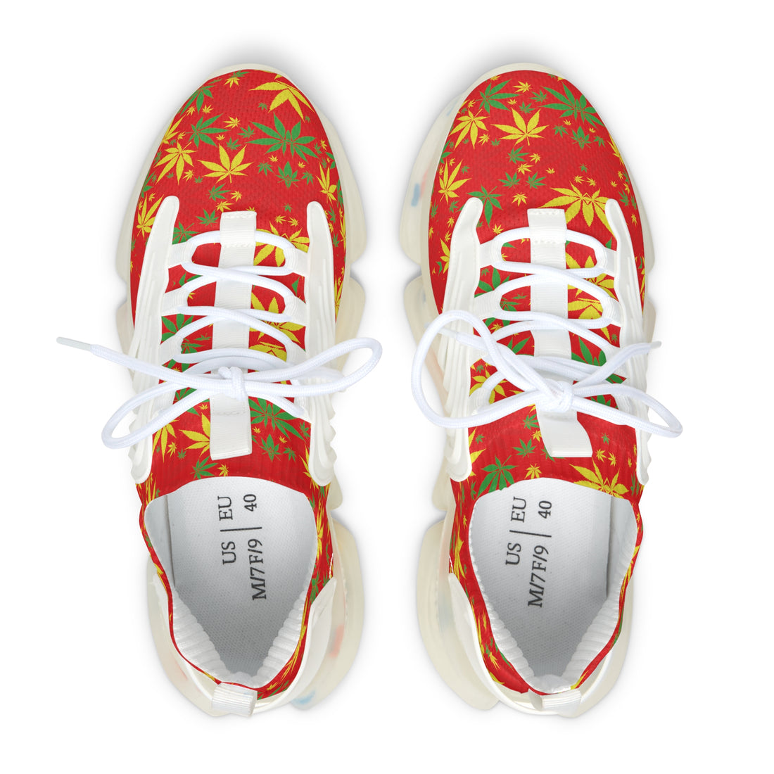 Red Tropical Rasta Toned Women's Mesh Knit Sneakers