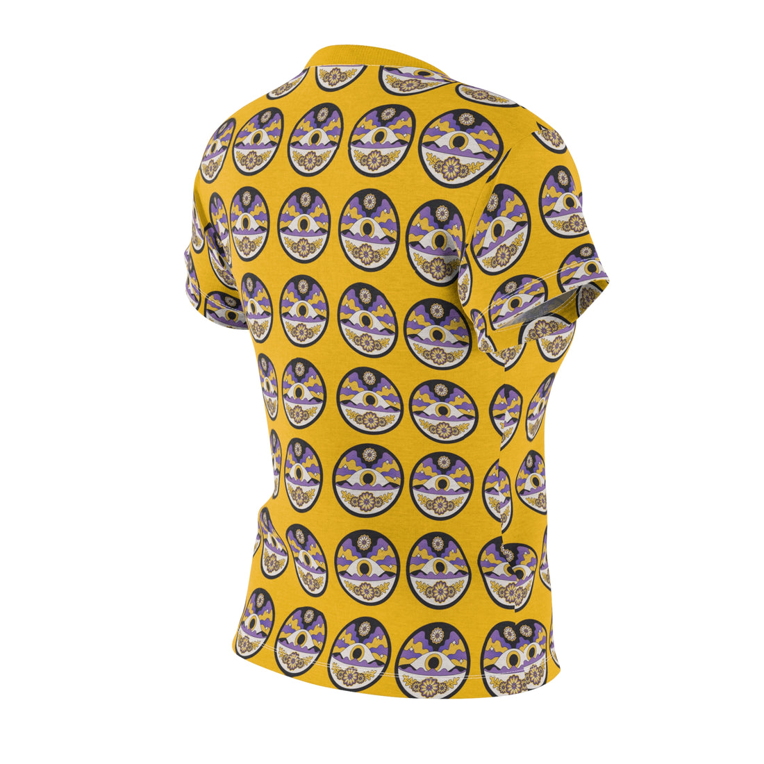 mustard yellow eye print t-shirt for women