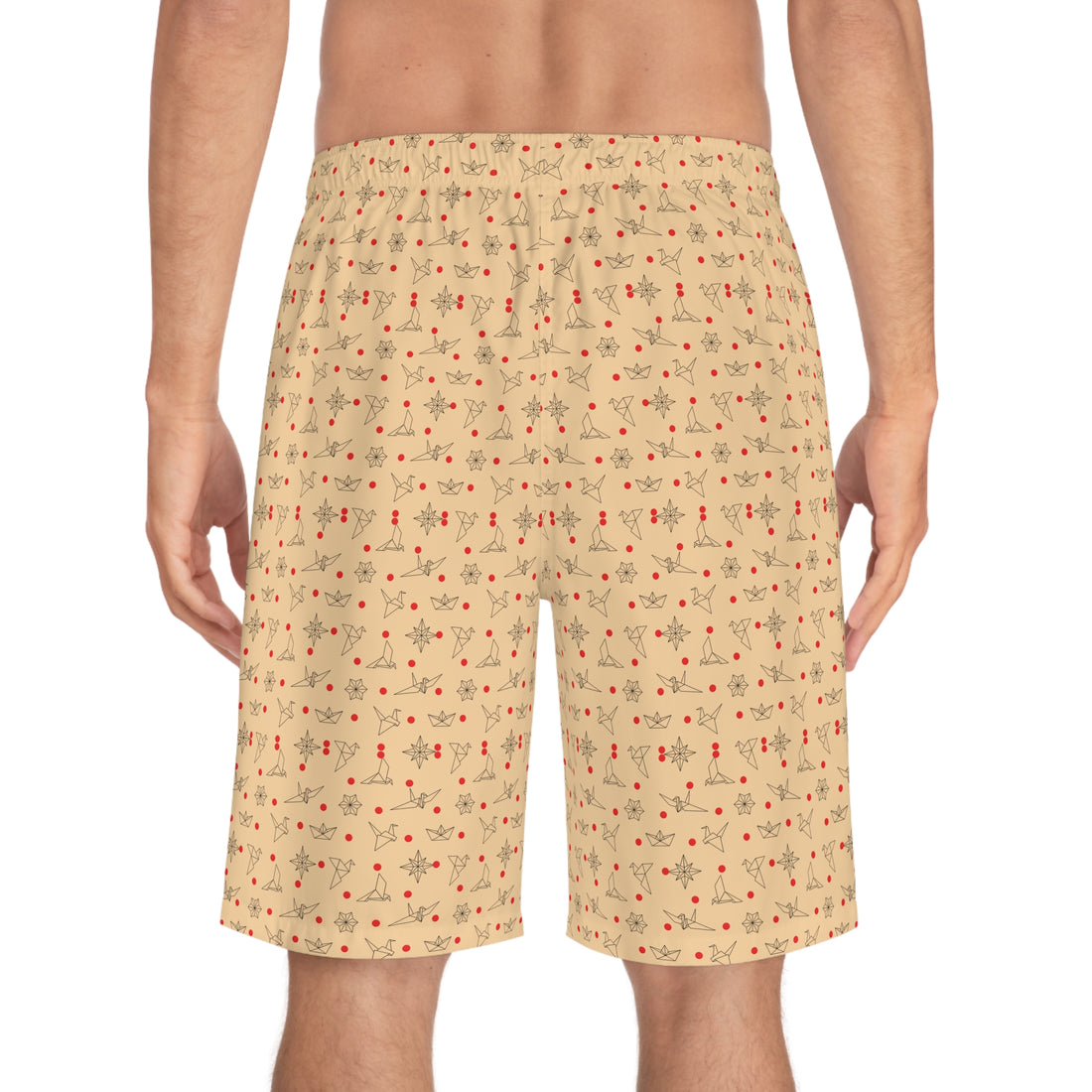 Pale Pink Origami Men's Board Shorts (AOP)