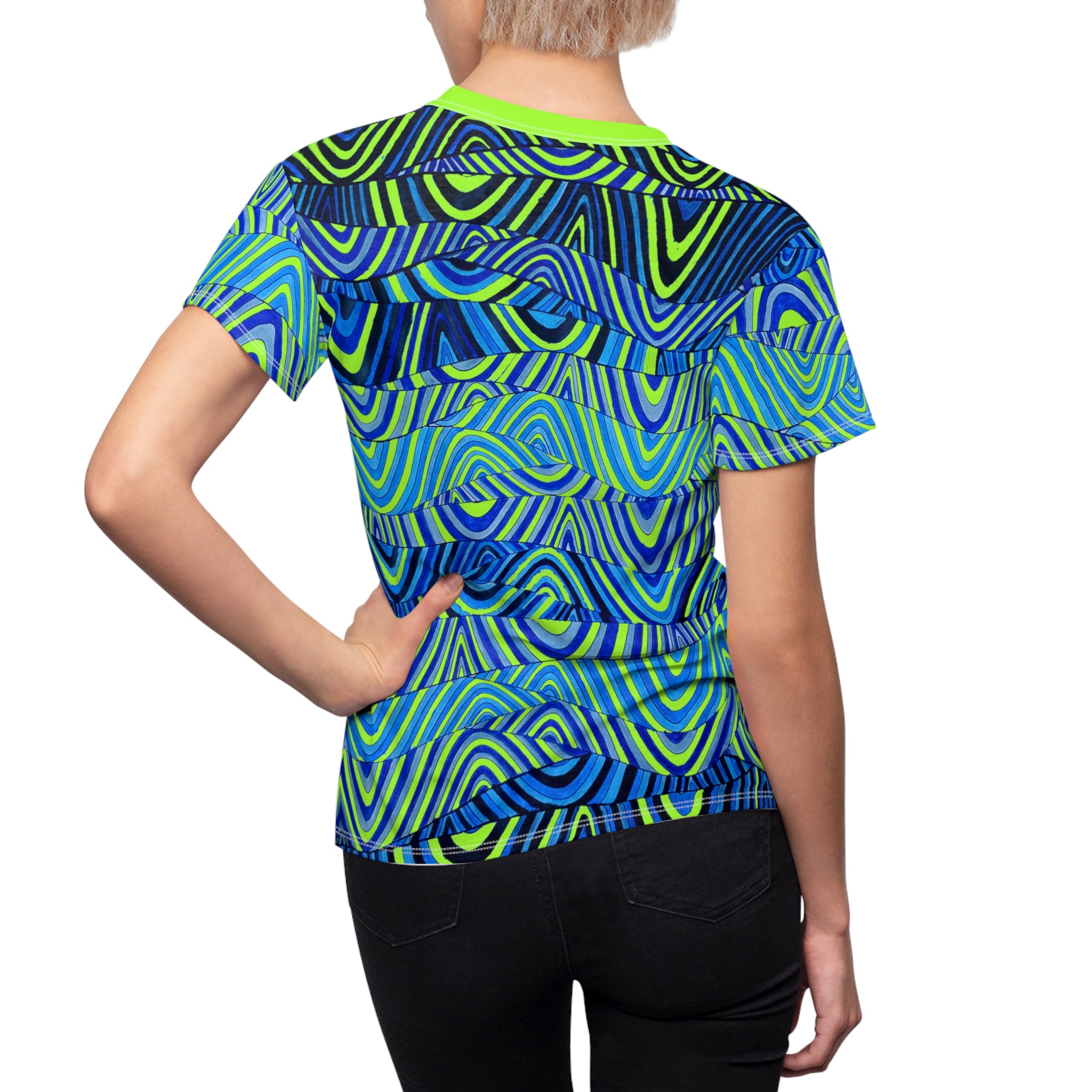 Lime Green Sonic AOP Women's Cap Sleeves T-shirt