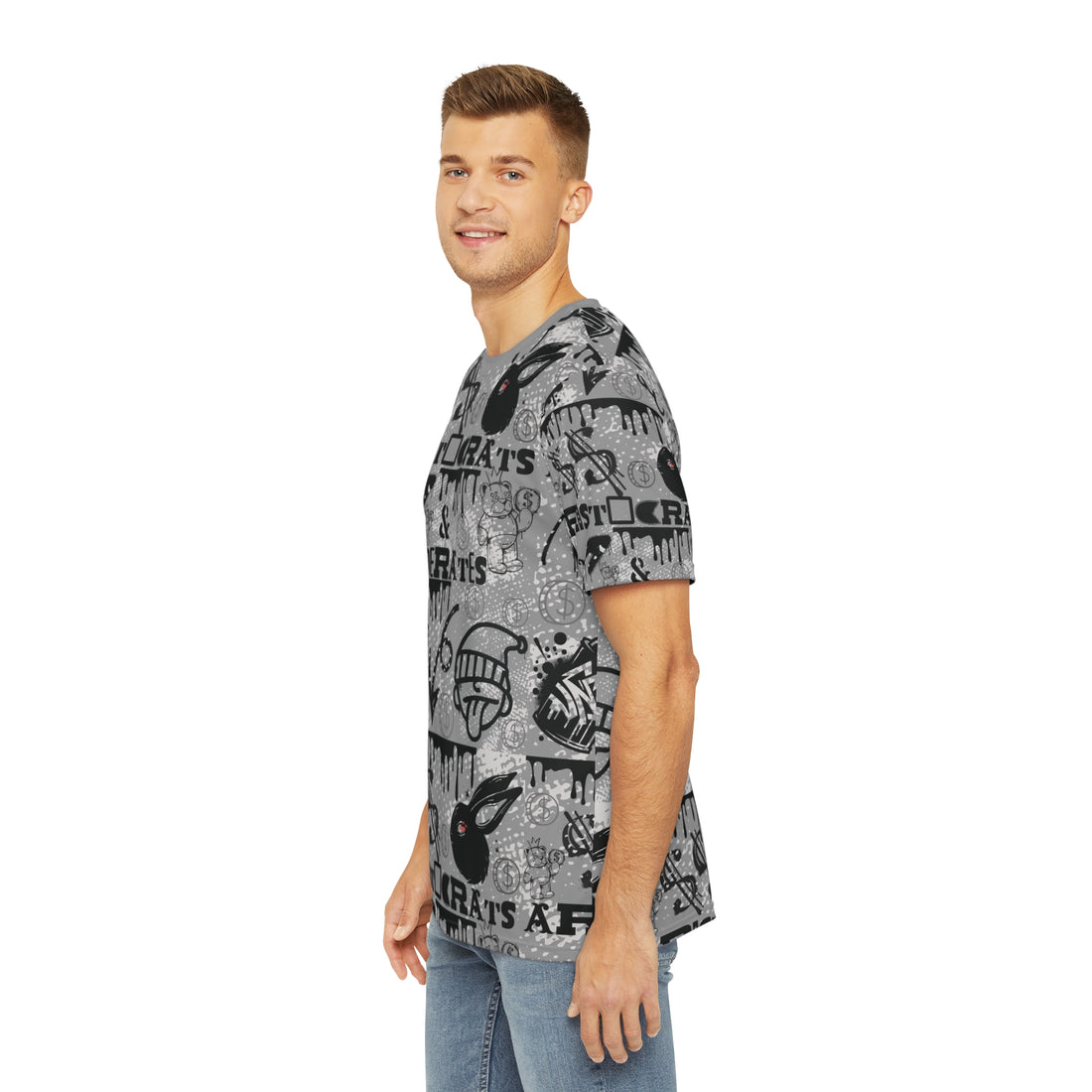 Grey Graphic Polar Men's Polyester Tee (AOP)