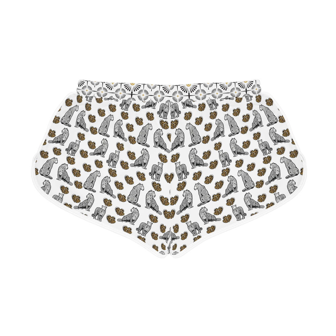 White Cheetah Hearts Relaxed Shorts