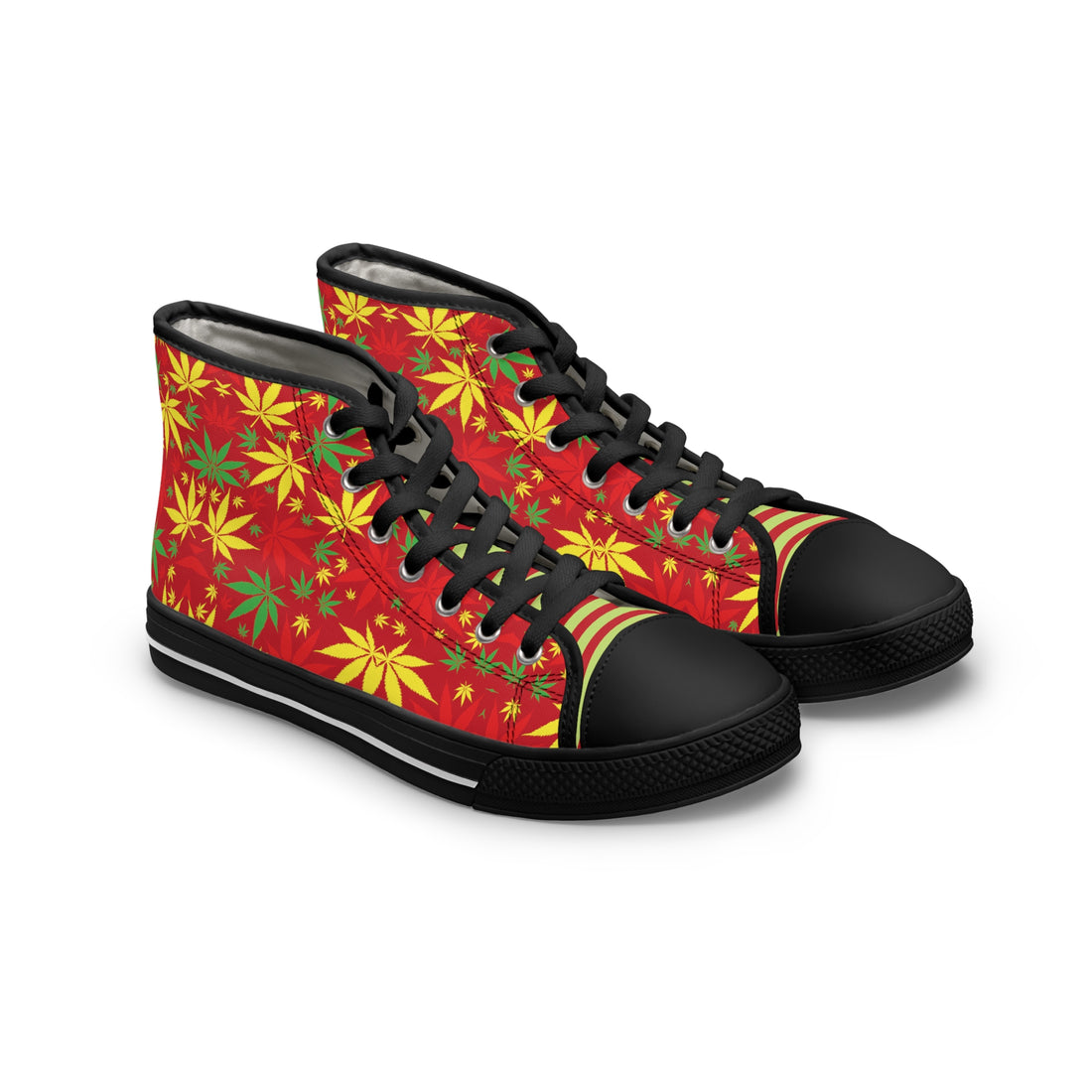 Red Tropical Rasta Toned Women's High Top Sneakers