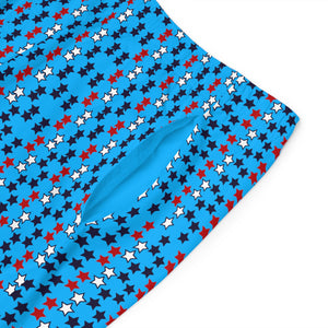Aqua Blue Star Print Men's Board Shorts (AOP)
