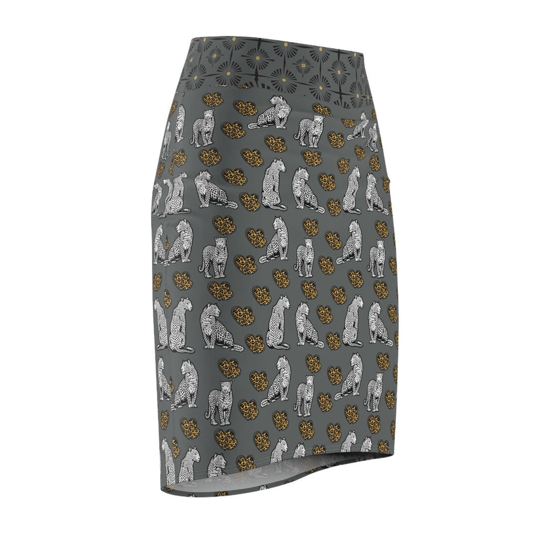 Ash Cheetah Hearts Pencil Skirt