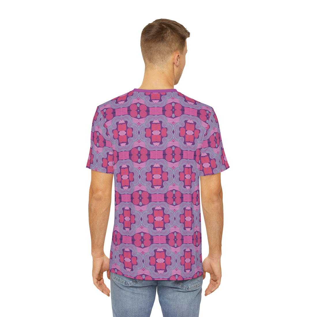 Lilac Bloom Geometric Print Men's Polyester Tee (AOP)