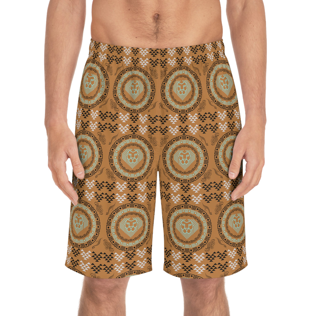 Tussock Geo Lion Head Men's Board Shorts (AOP)