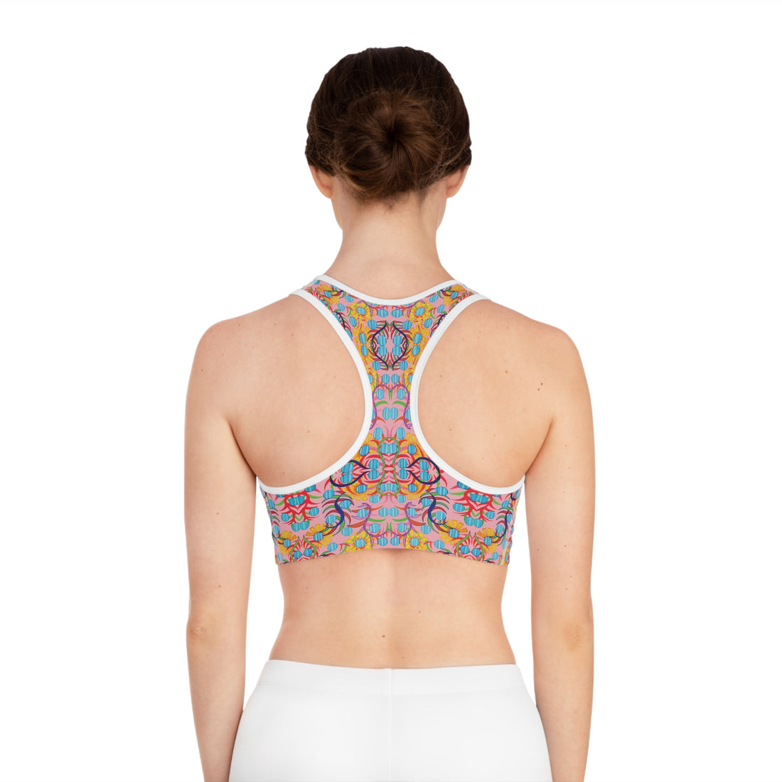 Blush Sunflower Print Racerback (AOP) Sports Bra