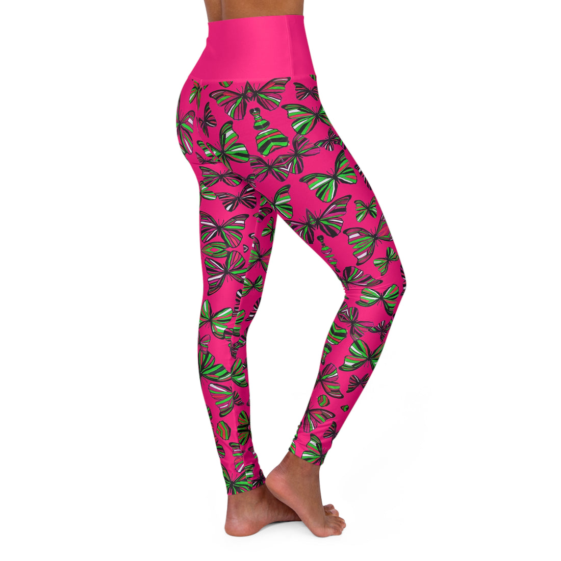 Hot Pink Butterfly Kaleidoscope Yoga Leggings