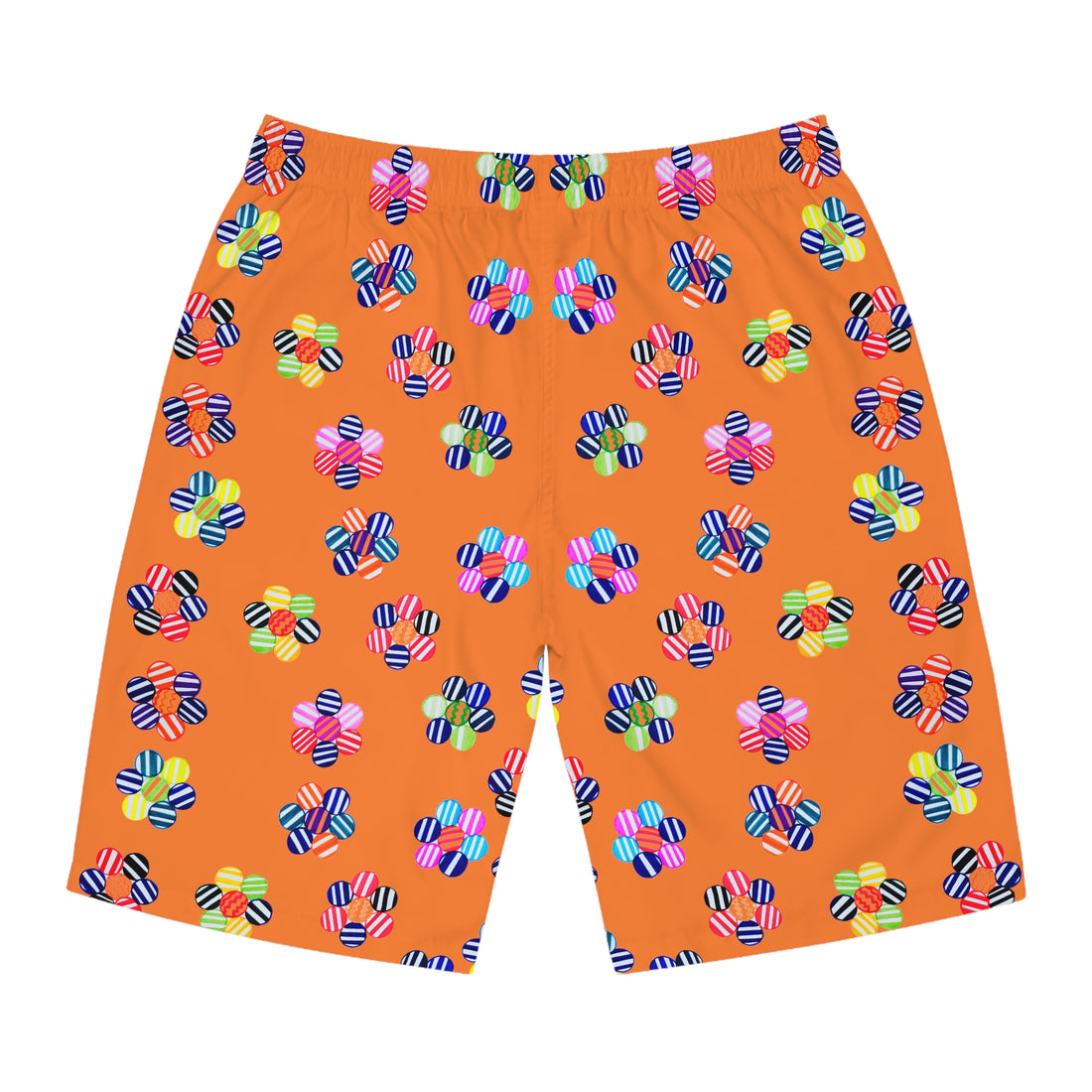 Peach Geo Candy Floral Men's Board Shorts (AOP)