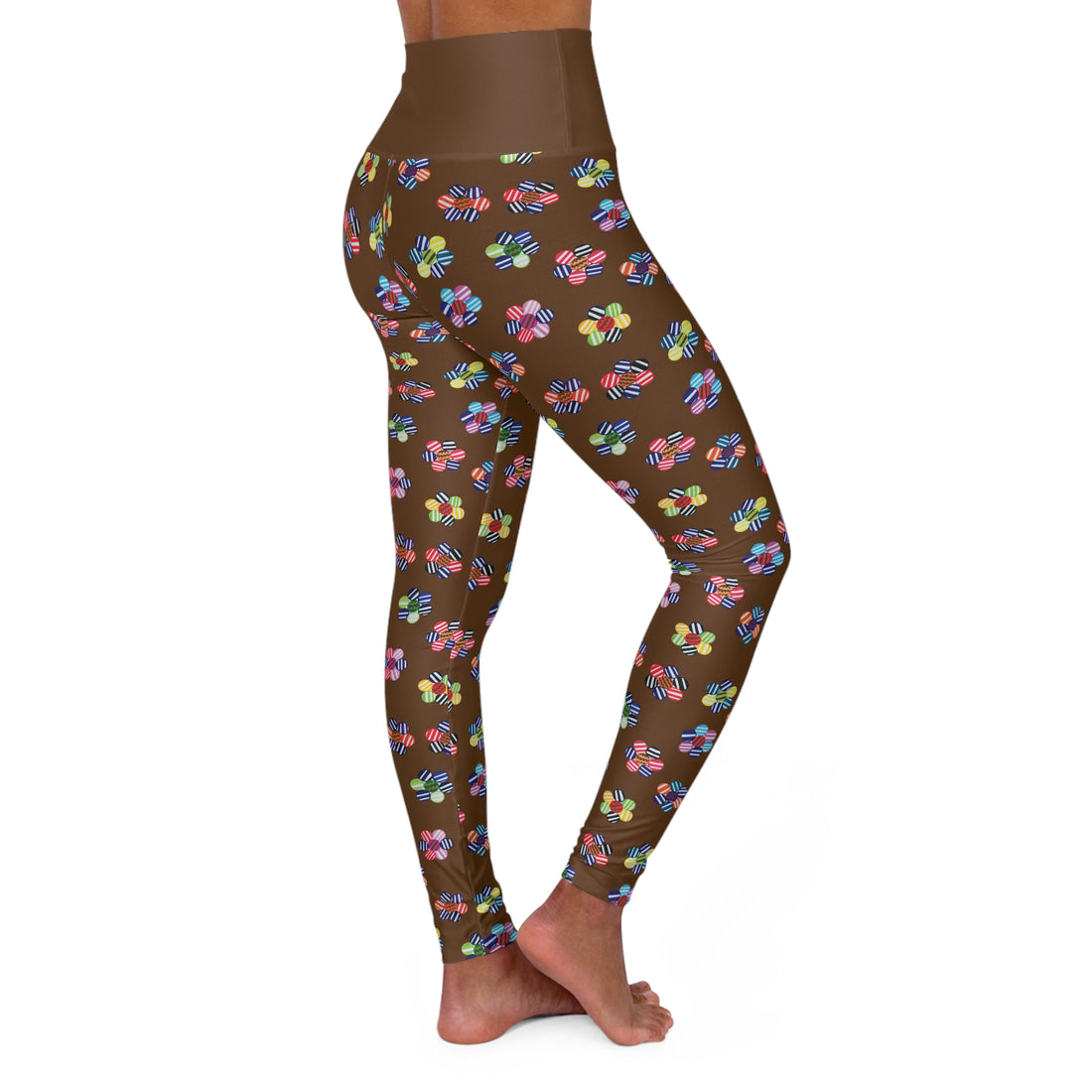 Brown Candy Florals Yoga Leggings